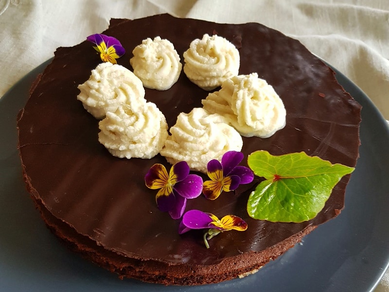 Gâteau chocolat chantilly végan sans gluten sans lactose sans sucre de canne pour la fête des mères